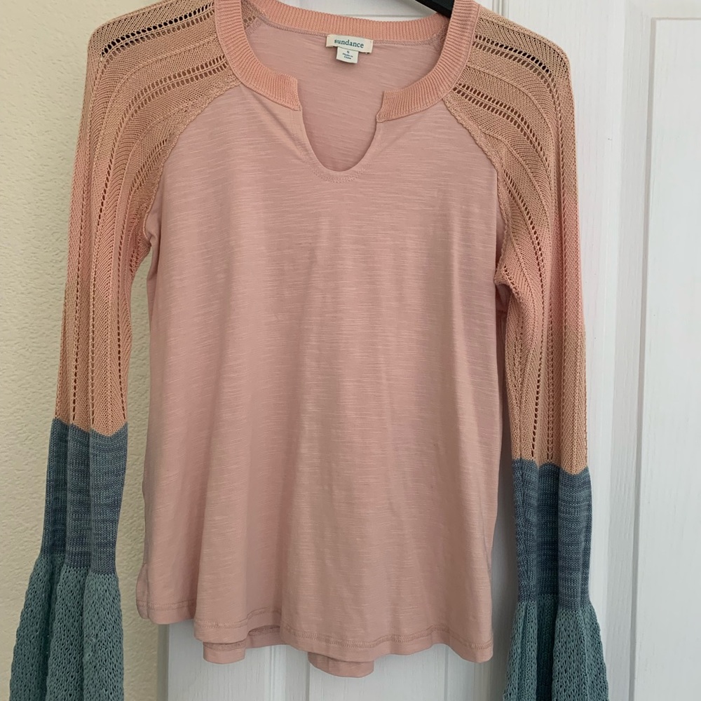 Beautiful SUNDANCE crochet bell sleeved t shirt top blouse - Picture 4 of 8